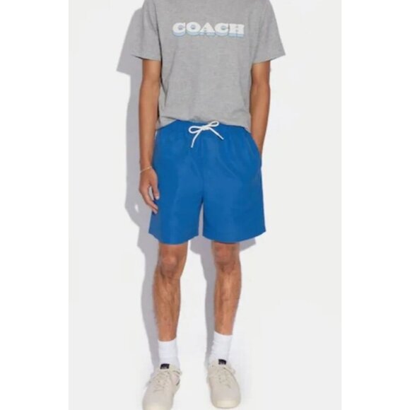 Coach Magic Print Signature Logo Swim Trunks  Bright Blue Mens Sizes NWT - Picture 2 of 5